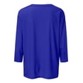 thumbnail image 4 of Ehtmsak 3/4 Length Sleeve T Shirts Women Sunflowers Elbow Sweatshirts Lightweight Crewneck Tunic Tops Plus Size Casual Blouses for Leggings Royal Blue 4XL, 4 of 4