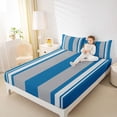 thumbnail image 4 of Homewish Abstract Geometric Striped Full Size Sheets,Line Pattern Bed Sheets,Blue Gray White Sheet Sets For Kids,Super Cozy Room Decor,4 Pieces, 4 of 7