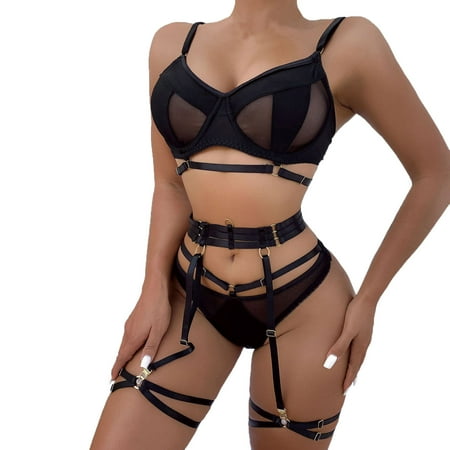 

JDEFEG Lingerie for Women Lace Lingerie for Women Women s Black Lace Lingerie Suit Womens Lingerie New Womens Lingerie Ropa Interior Femenina Lace Black S
