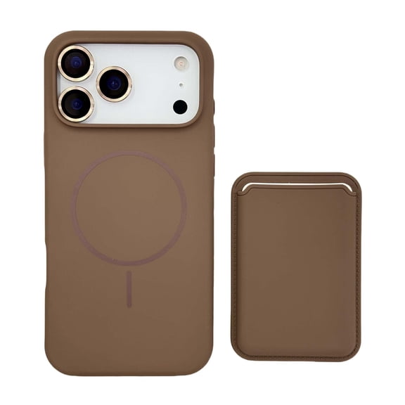 For iPhone Air Phone Case,2-in-1 Magnetic Detachable Card Holder,Compatible with Mag-Safe,With Camera Lens Protector,Shockproof Ultra Slim Anti-fall Anti-scratch Rugged Phone Case,Brown