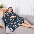 thumbnail image 5 of Oversized Wearable Blanket Hoodie,Dark Blue Little Princess Pattern Sherpa Blanket Hoodie with Super Pockets,Super Warm Fuzzy Pullover for Women & Men, 5 of 6