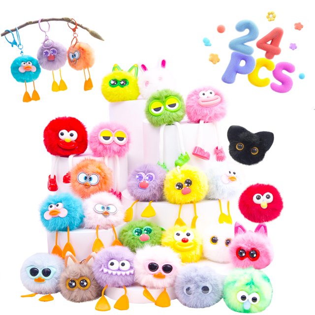 Llavero OmyFav Fluffy Kids, paquete de 24 unidades, para bolsas de regalos de cumpleaños