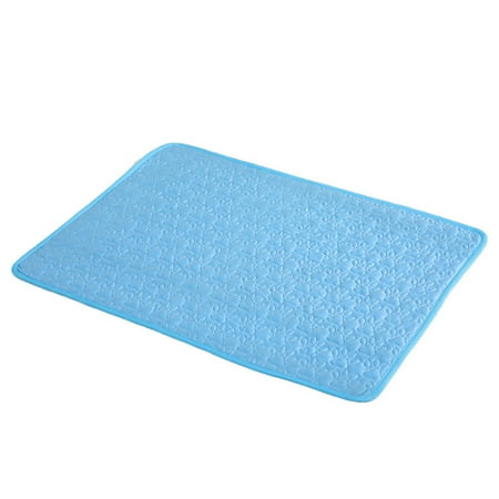 Guodhu Medium Pet Cooling Mat Ice Silk Dog Cold Mat for Small Dogs Cats Portable and Washable Pet Cold Blanket for Kennel Sofa Floor Car Seats 19.7x15.7in(Blue)