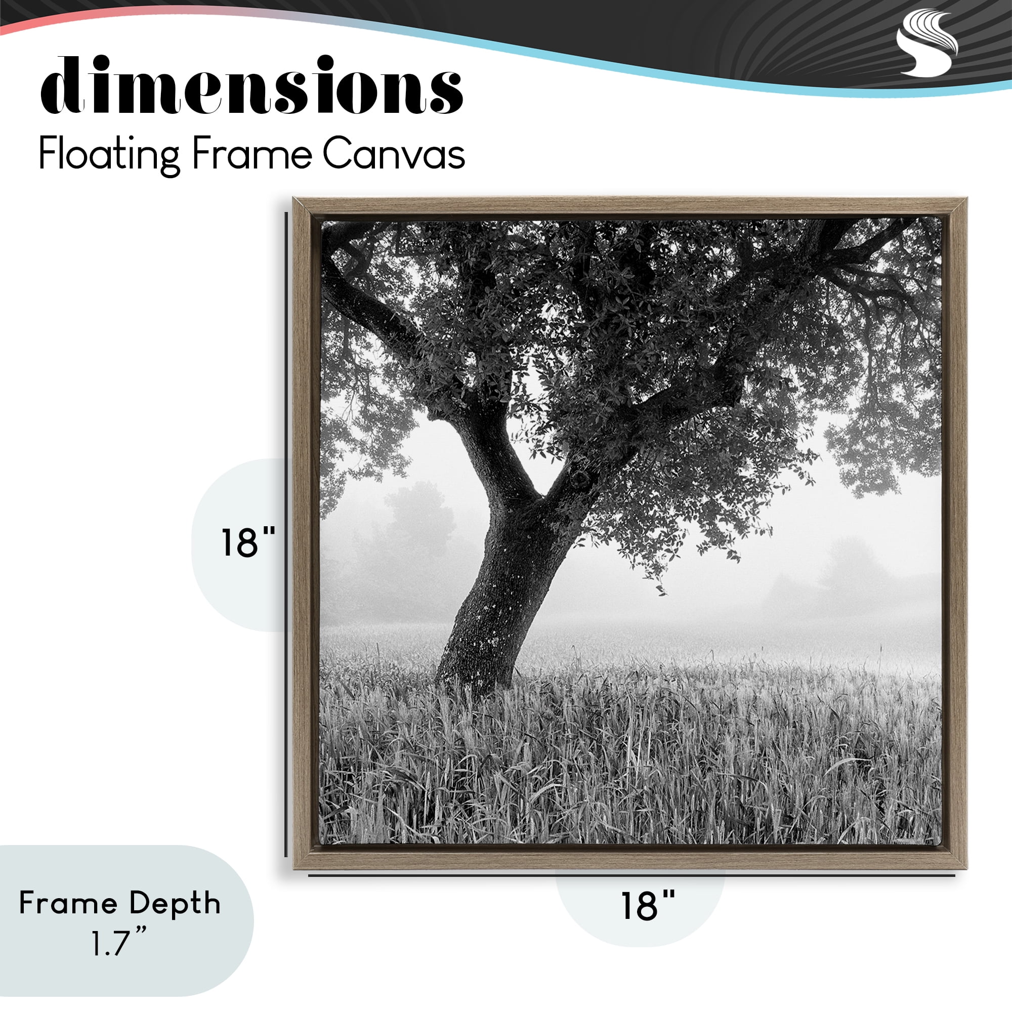 Stupell Industries Tuscan Morning Oak in Mist Brown Framed Floater Canvas Wall Art, design by Chip Forelli