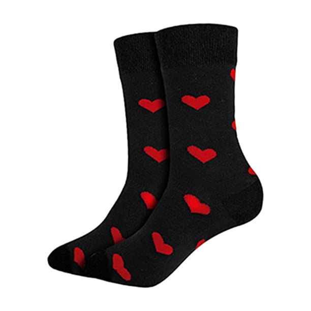 Calcetines de Media Pantorrilla Jinwen Rojo Negro Regalos del Día de San Valentín Casual Invierno Estilo A
