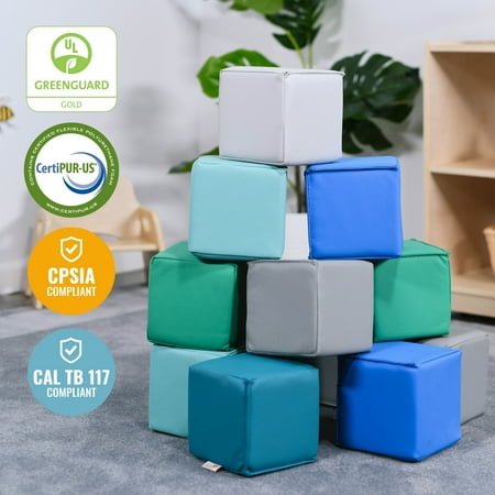 ECR4Kids SoftZone Patchwork Toddler Building Blocks, Contemporary, 12-Piece