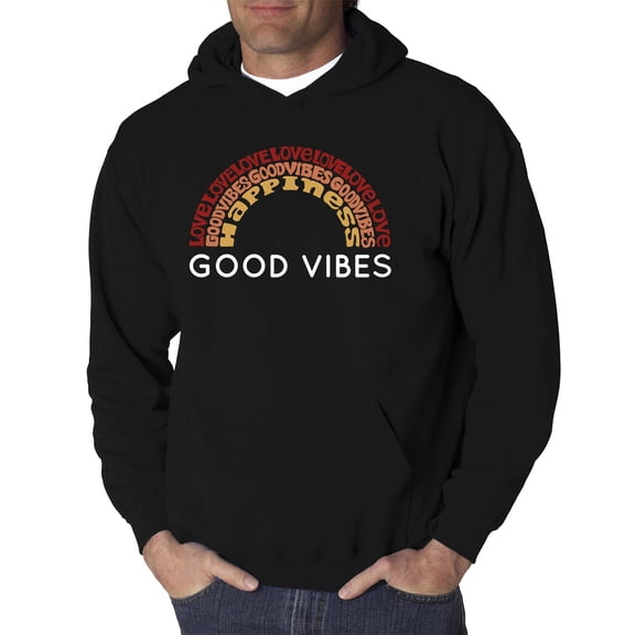 LA Pop Art Men's Word Art Hooded Sweatshirt - Good Vibes