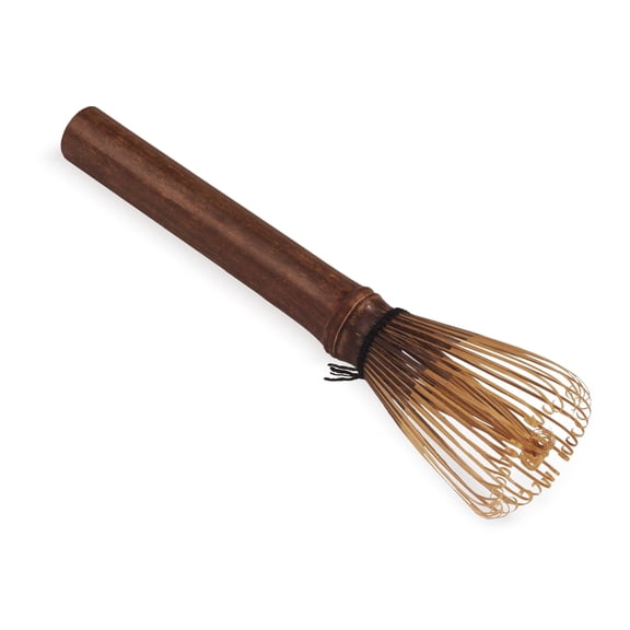 BambooMN Japanese Matcha Skinny Whisk Chasen - Long Handle Traditional Handcurled 100 Tate Matcha Utensil - Black - 1 Piece