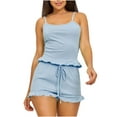 thumbnail image 2 of EchfiProm Soft Summer Pajamas for Women Light Blue Camisole Top Shorts Sleepwear Sets L, 2 of 3
