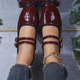 thumbnail image 6 of Miluxas Women's Mary Jane Flats Closed Round Toe Ballet Flat Dressy Comfortable Slip on Shoes Wine 9.5(43), 6 of 9