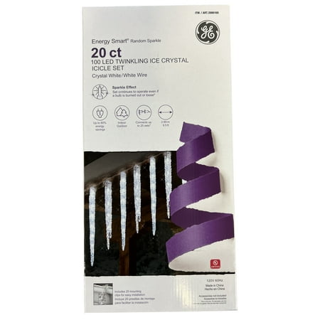 

GE Energy Smart Twinkling Ice Crystal Icicle Set Crystal White (20 Count)