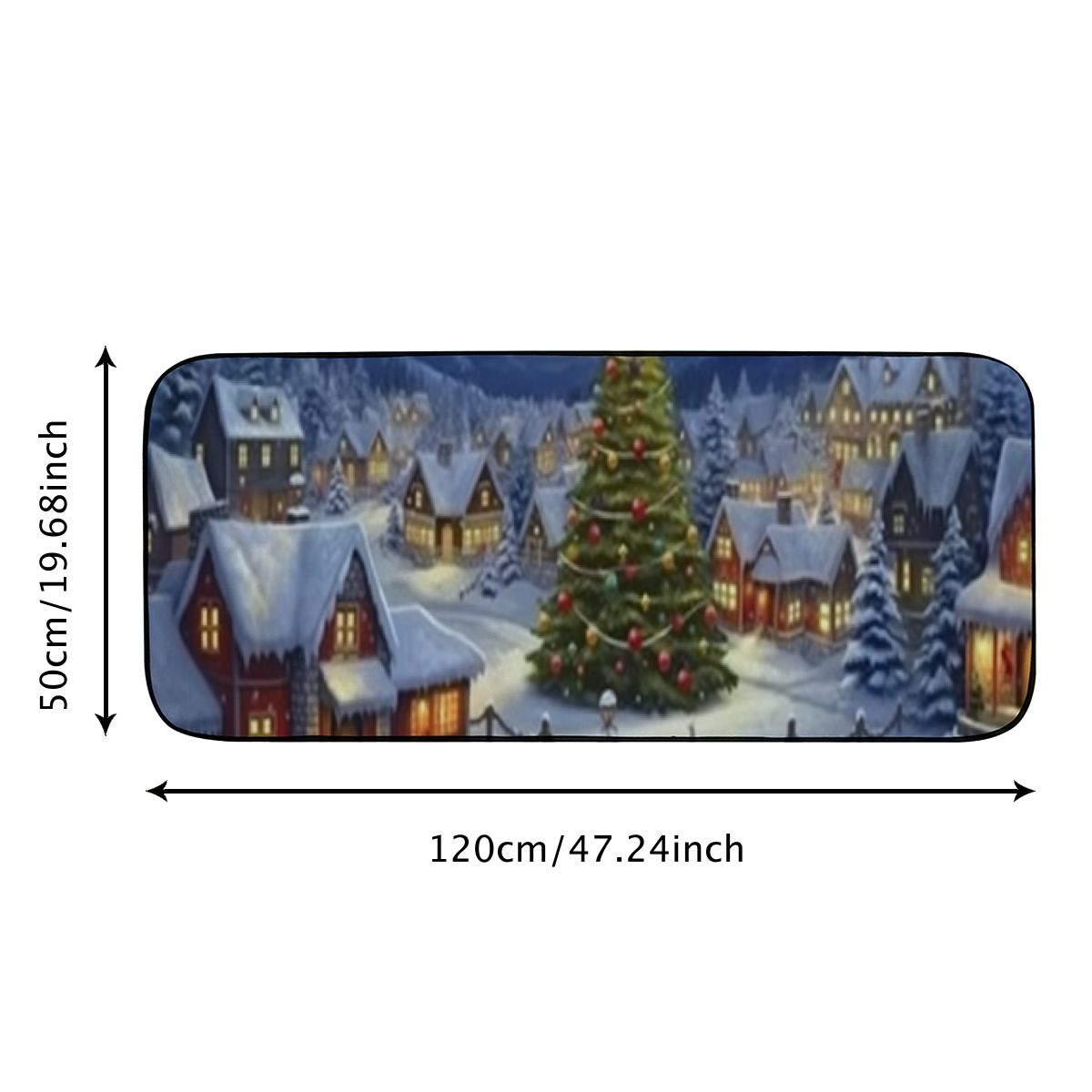 Qinduosi Christmas Door Mat Xmas Welcome Christmas Mat Non-Slip and Washable Winter Doormat Rubber Back Snowy Town Themed Door Mat Rugs for Indoor Outdoor (Christmas Tree) 19.68*47.24 in