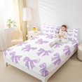 thumbnail image 4 of Manfei Purple Bow Boy Girl 3pcs Twin Sheet Sets,Dreamy Princess Twin Fitted Sheet,Cute Bowknot Breathable Flat Sheet,Super Cozy Room Decor, 4 of 7
