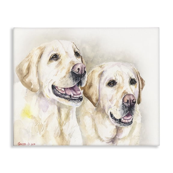 Stupell Industries Traditional Dog Friends Pet Animal Watercolor Canvas Art, 20 x 16, by George Dyachenko