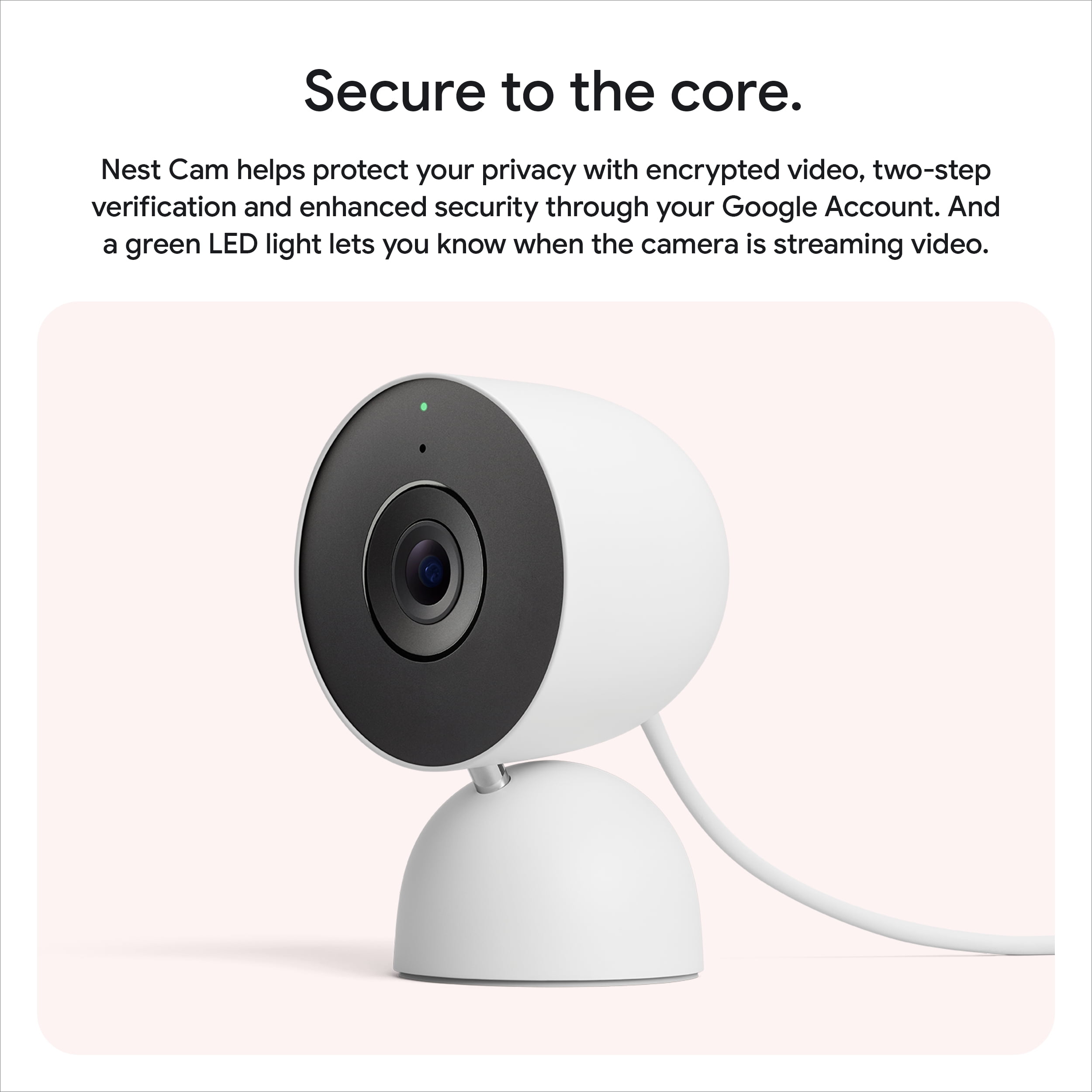 Google Nest Cam Indoor (Wired, 3rd Gen) - 2K Video and Gemini - Snow