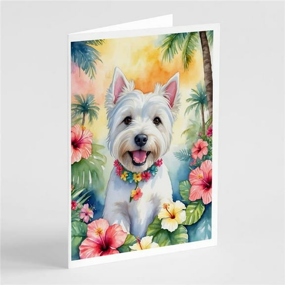 5 x 7 in. Westie Luau Greeting Cards - Pack of 8