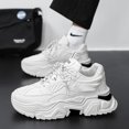 thumbnail image 3 of Zapatillas De plataforma informales para Hombre, zapatos antideslizantes para correr al aire libre, vulcanizados blancos con cordones, a la moda, 3 of 5