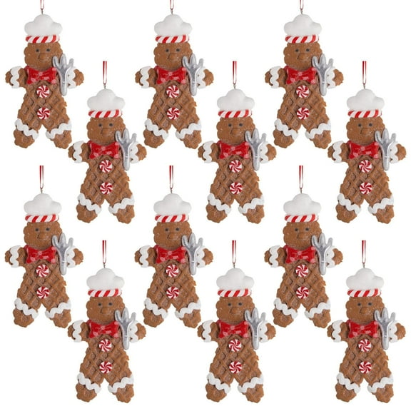 A&B Home Set of 12 Gingerbread Man Chef Hanging Ornaments 3.1" x 0.6" x 5.5"