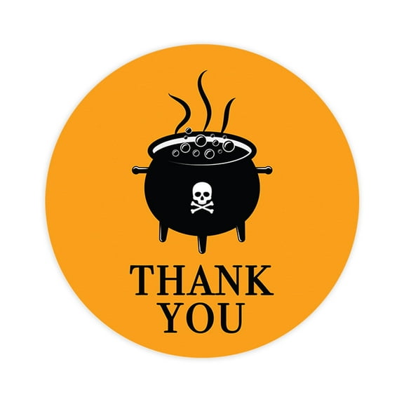 Koyal Wholesale Halloween Thank You Stickers 2 Inch Round 120 Bulk Pk Cauldron Labels For Halloween Party Favors