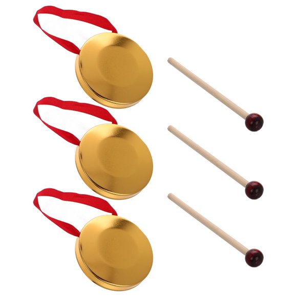 LEEYNEER 3 Sets 9cm Gong Gong Instrument Kids Gong Toy Handheld Percussion Instrument Hand Held Gong Child Toddler