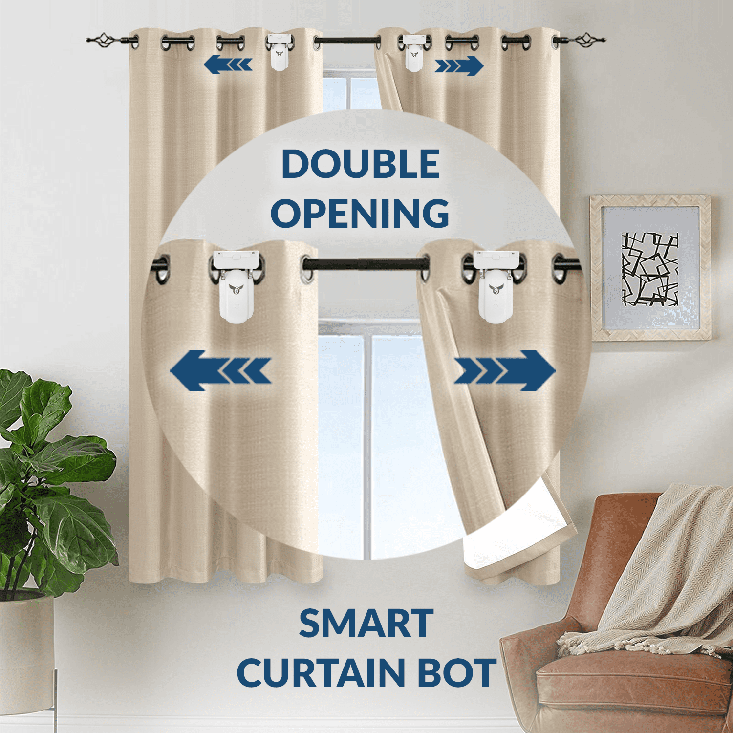 Osprey Electronics Smart Curtain Opener, Suitable for 0.59-1.57 Rod Diameter, Remote Control & Wireless App Automate Control, Compatible with