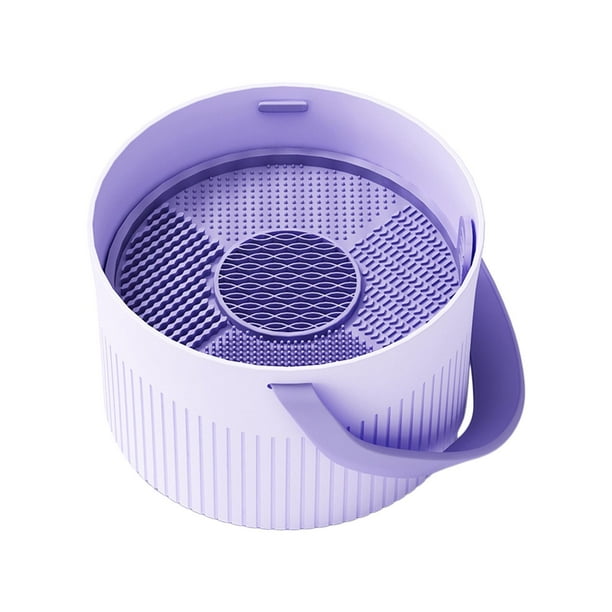 Limpiador de brochas de maquillaje, cuenco multiusos, limpieza de secado rápido Violeta