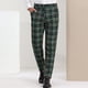 thumbnail image 1 of Pantalones rectos de corte recto con estampado de cuadros y bolsillos para hombre, pantalones casuales con botones, 1 of 7