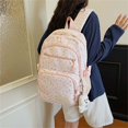 thumbnail image 4 of Women's Polka Dot Laptop Backpack 3 Piece Set, Vintage Pink Nylon School Bag with Lunch Tote & Pencil Case, Water Resistant 15.6 Inch Computer Daypack for College Students Teens Travel, 4 of 5