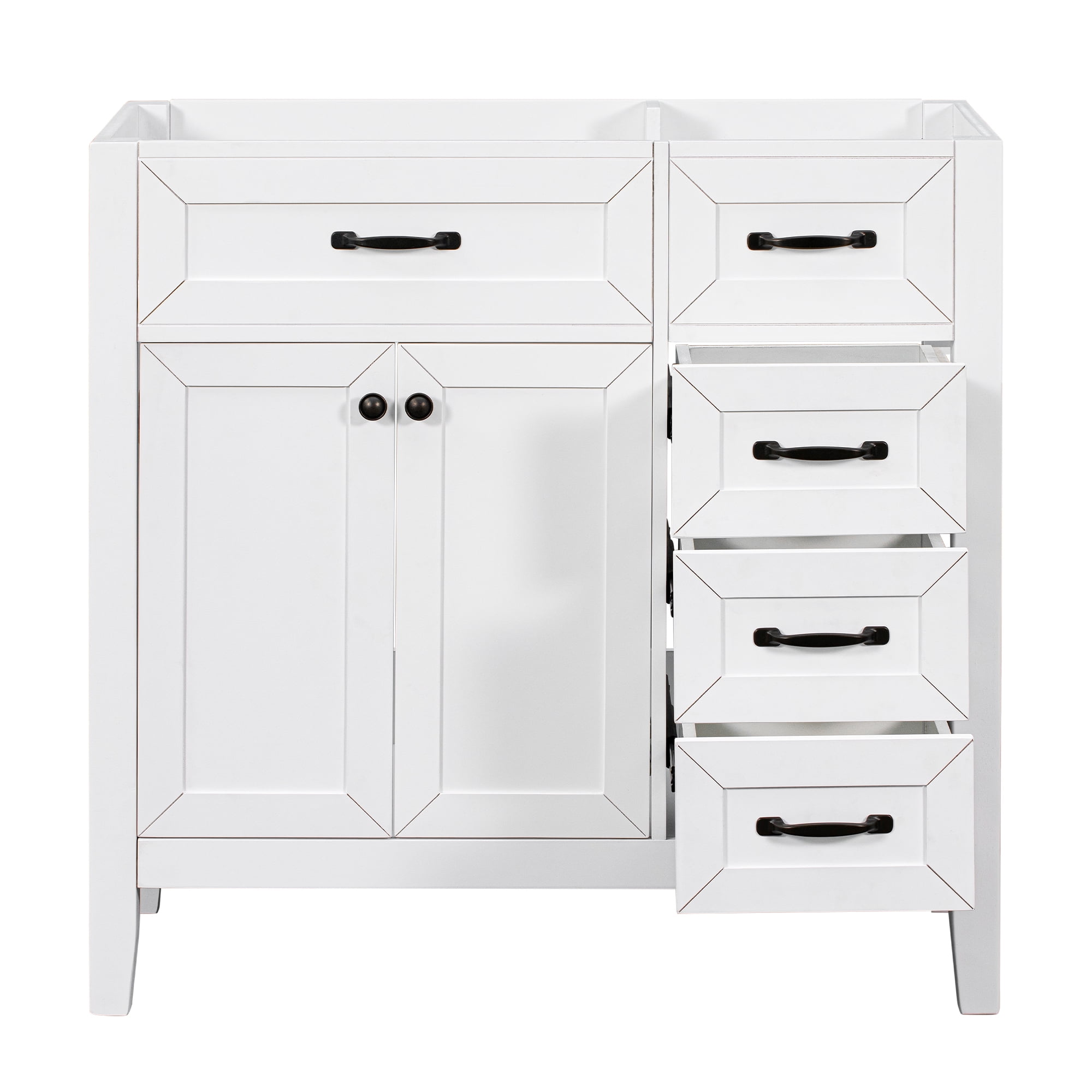 Aukfa Modern Bathroom Vanity without Sink, Freestanding Bathroom Cabinet with Drawers, Solid Frame,White