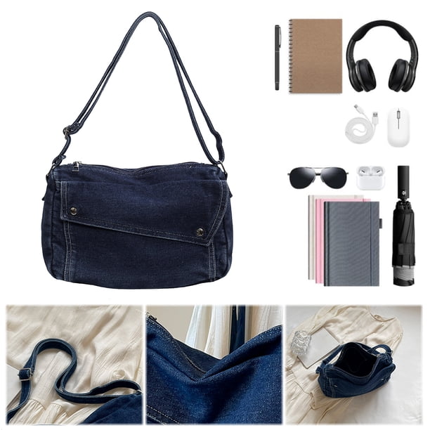 Jean Purses Tote Bag Messenger Denim Mujeres Ligeras Con Correa Ajustable