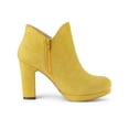 thumbnail image 3 of BLISSFUL STEP Women's Round Toe Block Heels Ankle Heel Boots Yellow 10, 3 of 8