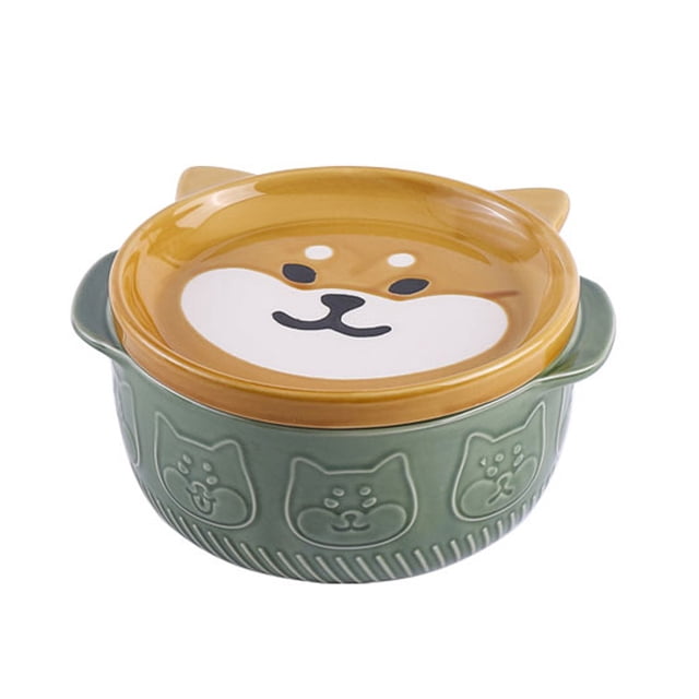 Tazones de Fideos de Perro de CeráMica Japonesa de con Tapas Animal Sopa Ensalada Frutero Cocina Vajilla A