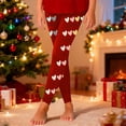thumbnail image 4 of Little Girls Pants Festive Printed Tapered Leggings Stretch Fit Holiday Season Outfits Size 7-8T ,Red, 4 of 5