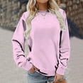 thumbnail image 4 of VANLOFE Women's Solid Color Long Sleeve Sweatshirt O-Neck Sweatshirt for Women Women's Washed Warm Pink Sweatshirt M, 4 of 6