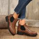 thumbnail image 2 of NECHOLOGY Botas Mujer Adulto Femenino Zapatos Botines mujer Botas de tacón grueso con cabeza redonda y estampado de leopardo británico a la moda para mujer (Brown, 6.5), 2 of 7