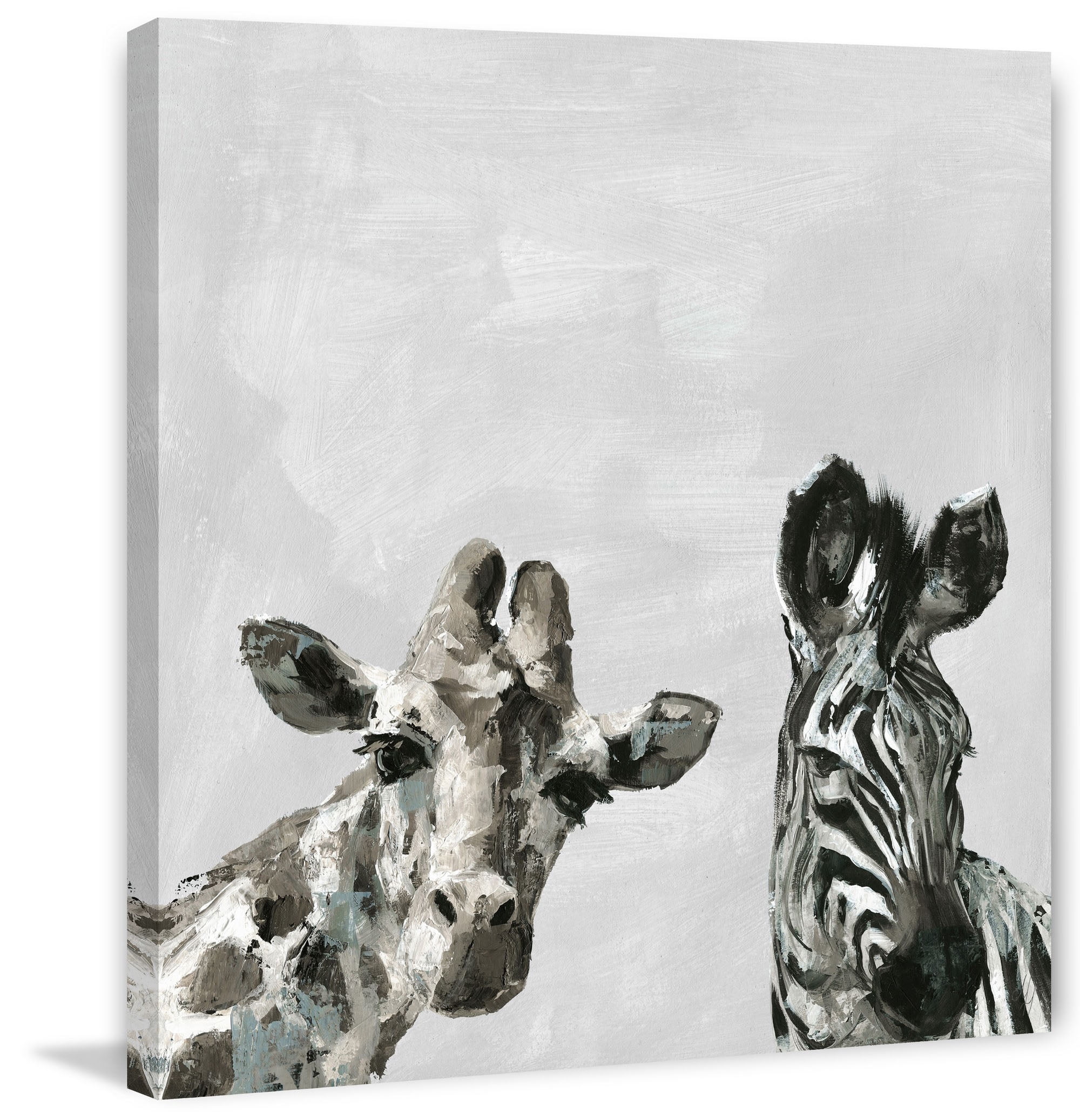 Marmont Hill Giraffe and Zebra V Canvas Wall Art