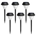 thumbnail image 1 of Lámpara solar de jardín para exteriores, 6 LED, luz blanca cálida + luz de colores, resistente al agua, para césped, patio, camino y jardín., 1 of 8