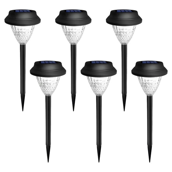 Lámpara solar de jardín para exteriores, 6 LED, luz blanca cálida + luz de colores, resistente al agua, para césped, patio, camino y jardín.