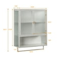 thumbnail image 3 of 23.62" Wall Cabinet with 2 Glass Doors, Metal Hanging Cabinet with Rack, Open Shelf and Two-tier Enclosed Storage, Storage Cabinet Medicine Cabinet for Bathroom Kitchen, White, 3 of 9