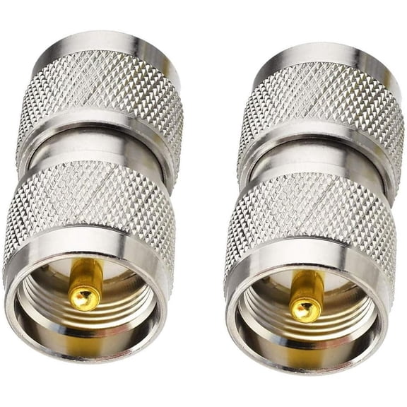 RF Coaxial Coax Adapter UHF Male to Male PL-259 Connector Pack of 2