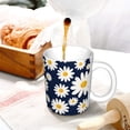 thumbnail image 3 of Yiaed Daisy Floral Print Ceramics Coffee,Large Handle Design,Extra Large Tea and Coffee Cup for Office and Home Mugs, 3 of 6