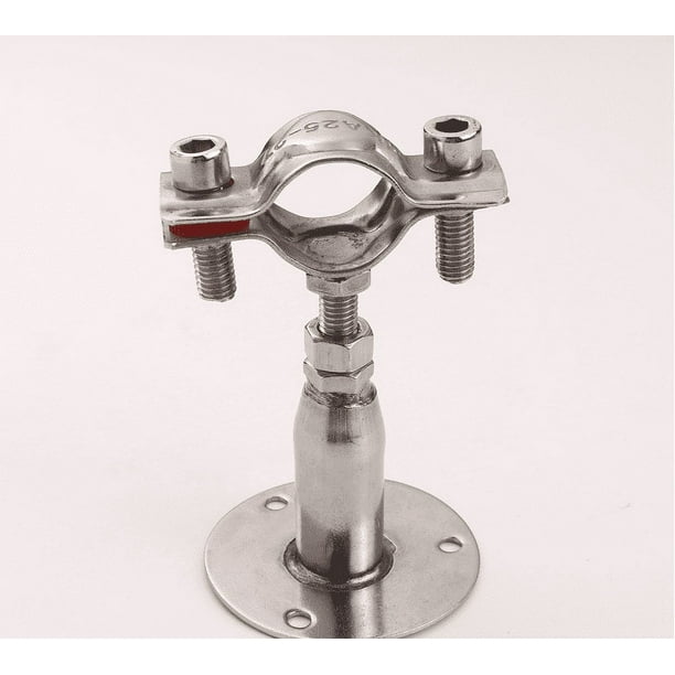 Soportes de tubería de acero inoxidable montados en el techo montados en la pared, 2 soportes de tubería ajustables, con tornillos, para tubería de 19 mm (1/2 pulgada) de diámetro (19 mm-22 mm)