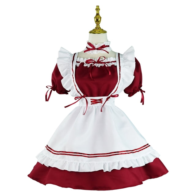 Viaje alrededor del mundo vino tinto cariño Disfraz de mucama lolita lindo disfraz de mucama