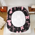 thumbnail image 5 of Manfei Teens Cute Bowknot Twin Sheet Sets, Black Pink Ribbon Bow Twin Fitted Sheet, Princess Cartoon Theme Flat Sheet, Breathable Home Decor, 3 Pieces, 5 of 7