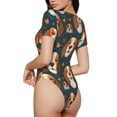 thumbnail image 3 of The Xecao Cute Puppy Women's Crew Neck Body Suit, a short-sleeved bodysuit and basic swimsuit, both comfort and style for dating and daily life, 3 of 9