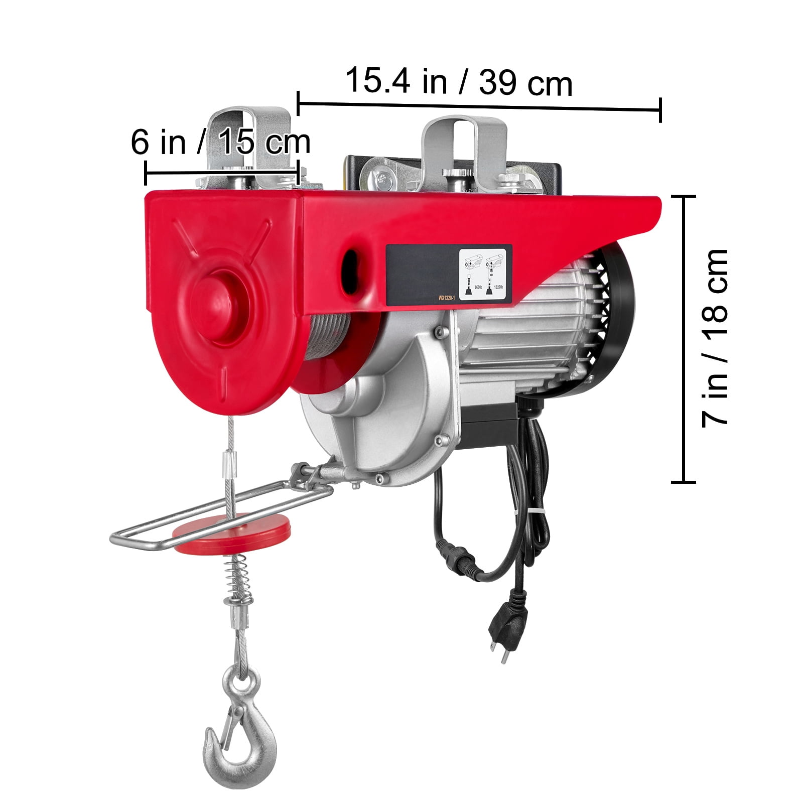 KFFKFF Electric Hoist 1320lbs Crane Winch with Wireless Remote Control 1150W 110V