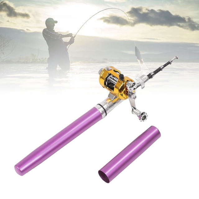 Canne à Pêche Miniature Stylo Canne à Pêche de Poche Compacte Canne à Pêche Portable avec Moulinet Roue Hameçons Ligne pour Amateurs de Pêche en Plein Air