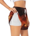 thumbnail image 1 of Balery Fiery Dragons Castle Attack Pantalones cortos deportivos para mujer con forro y dos bolsillos, elásticos, para entrenamiento, gimnasio, yoga-Small, 1 of 7