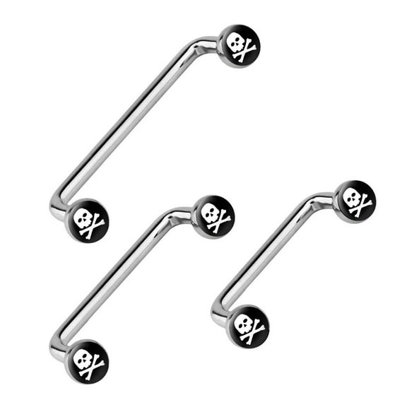 BodyJewelryOnline 14G Surface Barbells Internally Threaded Flat Skull Crossbone Staple Men Women