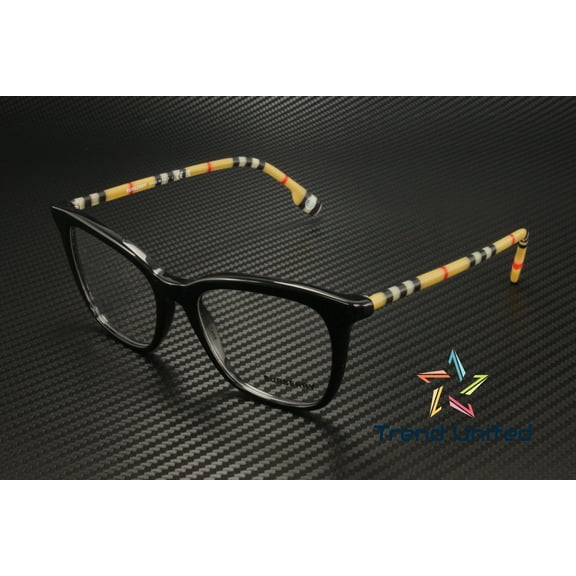 Burberry BE 2390 Plastic Womens Square Eyeglasses Black 52mm Adult